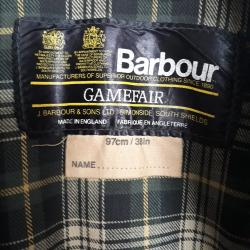 BARBOUR vintage made in ENGLAND model 97cm/38in gamefaire coton huilè cirè waxè ,chasse foret peche