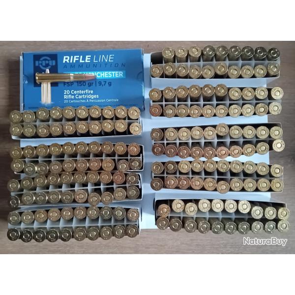 220 cartouches de calibre 30-30 Winchester, 150gr, 180 units pour ppu et 40 Hornady