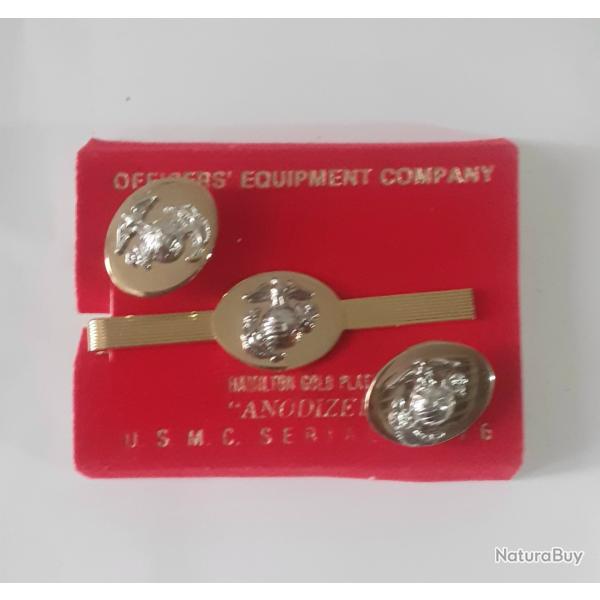 US256214a  Ensemble pince  cravate & bouton manchette USMC