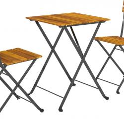 Ensemble bistrot de Jardin 3 pièces, Salon de Jardin extérieur 2 Personnes avec 2 chaises