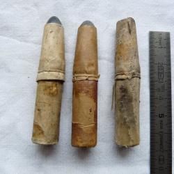 LOT DE 3 CARTOUCHES D'ORIGINE FRANCAISES MODELE 1866 CHASSEPOT 11 mm