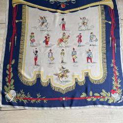 Grand foulard patriotique "Les musiques militaires" en soie Baccara de Lyon