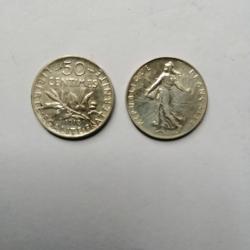 FRANCE = PIECE DE  MONNAIE DE 50 CENTIMES DE 1918 EN ARGENT