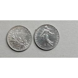 FRANCE = PIECE DE  MONNAIE DE 50 CENTIMES DE 1913 EN ARGENT