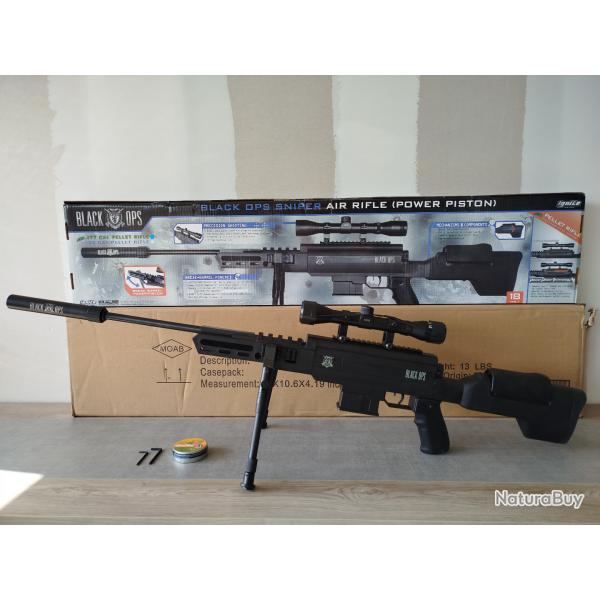 Carabine Air Comprim Black Ops Sniper 19,9 Joules calibre 4,5mm