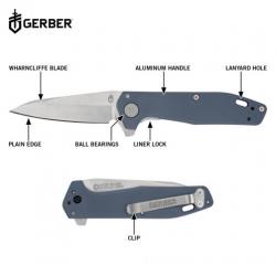 Couteau pliant Gerber Fastball Lame Wharncliffe Acier CPM-MagnaCut Manche Aluminium Bleu G1075374
