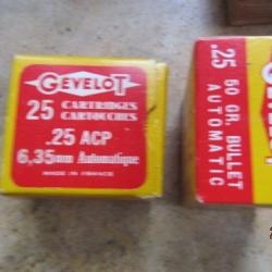 boite 6.35 percées 25 acp munitions neutra neutralisées percutées Gevelot  25 ancienne authentique