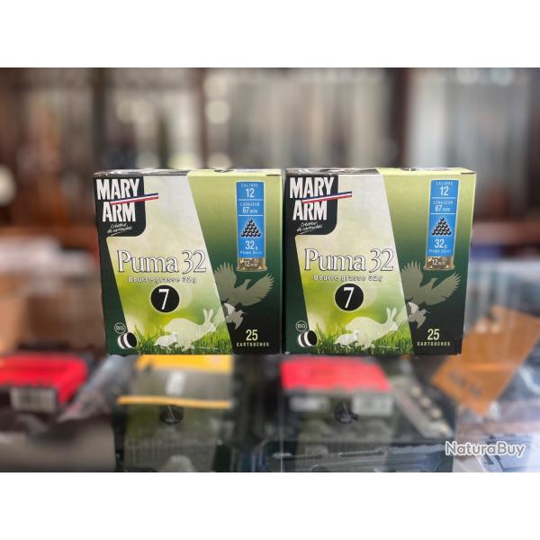 Enchre 1 Lot de 2 12/67 Mary arme Puma 32 bourre grasse 32 plomb numro 7