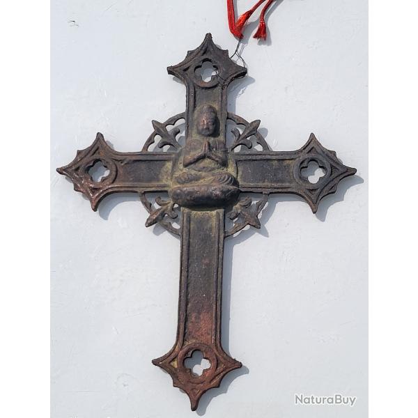 Antiquit croix edo avec bouddha "trs rare"