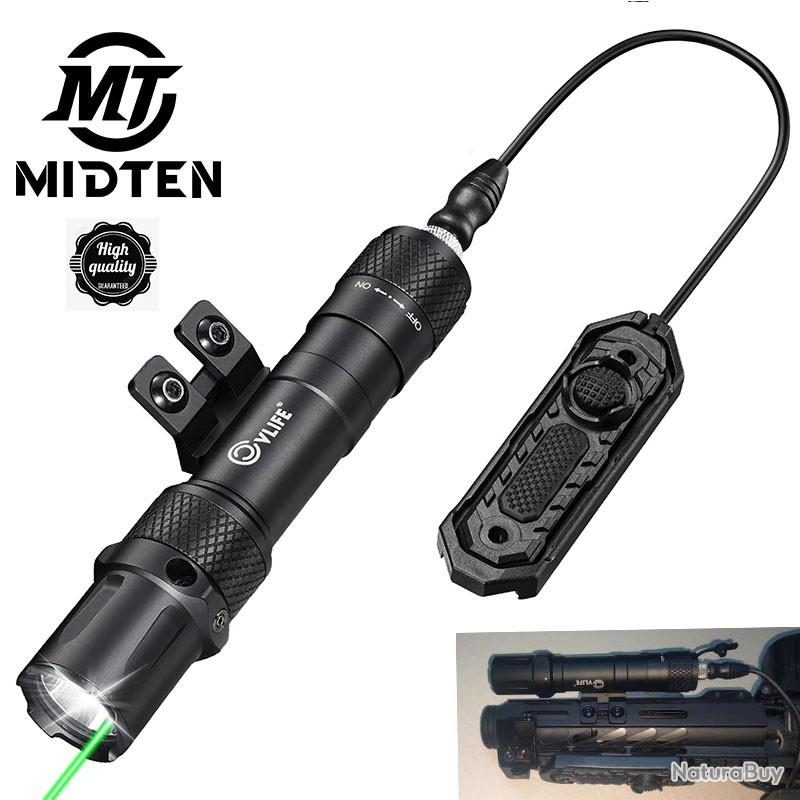 Lampe Tactique Pour Casque - Rail, Vert, 4-6 LED, Alimentation AA, Réglable, Neuf