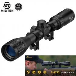 Lunette de visée MidTen 3-9x32 AO Hunting 22 avec réticule en croix et supports LIVRAISON GRATUITE !