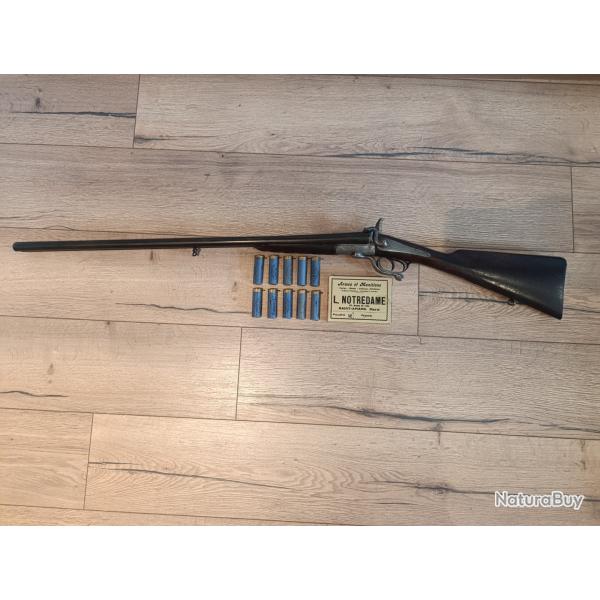 Fusil  broche calibre 16/65 bon tat+ sa bote de 10 cartouches