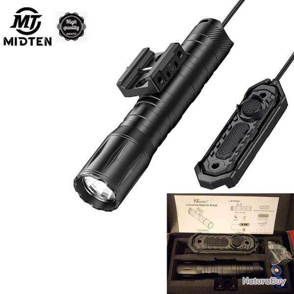 Lampe de poche tactique MidTen 1800 lumens pour fusil avec interrupteur - LIVRAISON GRATUITE
