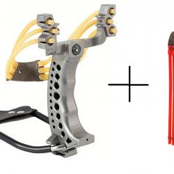 Pack Fronde de chasse / lance pierre F3X avec support poignée et un elastique de rechange