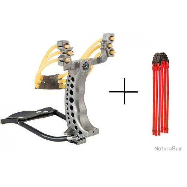 Pack Fronde de chasse / lance pierre F3X avec support poigne et un elastique de rechange