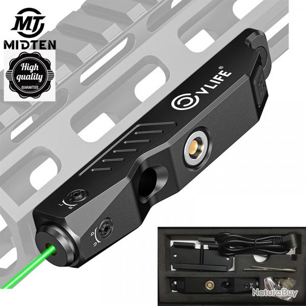 MIDTEN - vise Laser verte m-lok, Rail Picatinny, magntique, Rechargeable