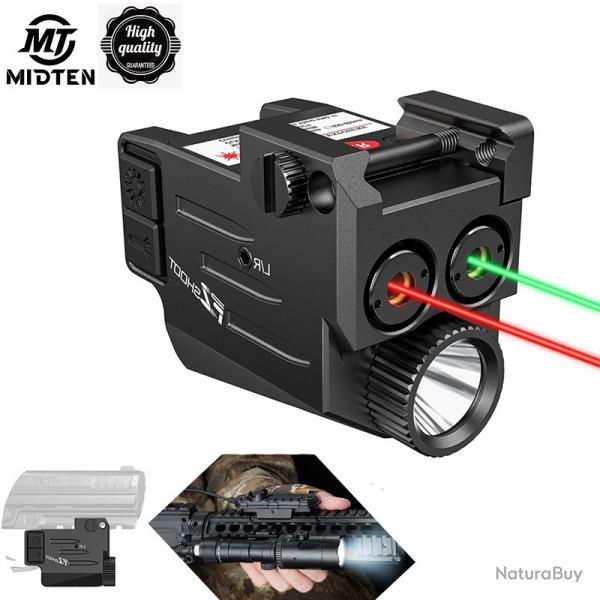 MidTen lampe de poche lumire rouge vert Laser Combo Glock faisceau 500 Lum - LIVRAISON GRATUITE !!!