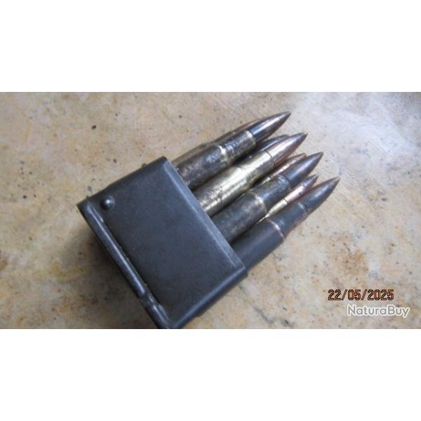 clip + 8 mun perce neutralise vides percutes Garand 30.06 ww2 US army seconde guerre