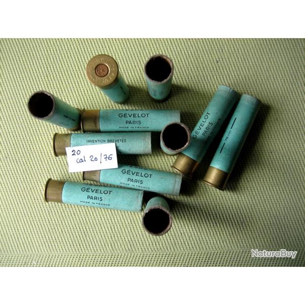 Collection  ou  usage...  74  Douilles  cal  20 / 76  anciennes  tires  une  fois   tat  moyen