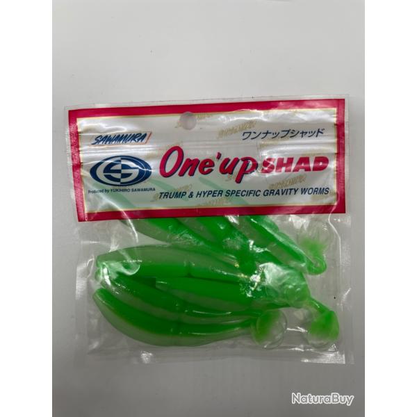 Leurre souple sawamura one up shad 4" vert fluo