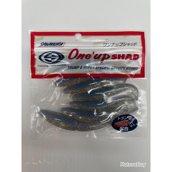 Leurre souple sawamura one up shad 4" gris/or