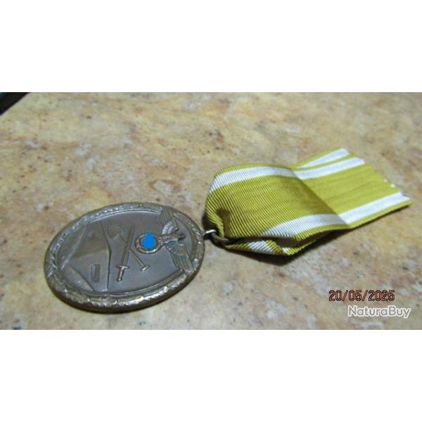 Mdaille ALLEMAGNE WW2 MEDAILLE MUR DE L'ATLANTIQUE Organisation TODT Allemand