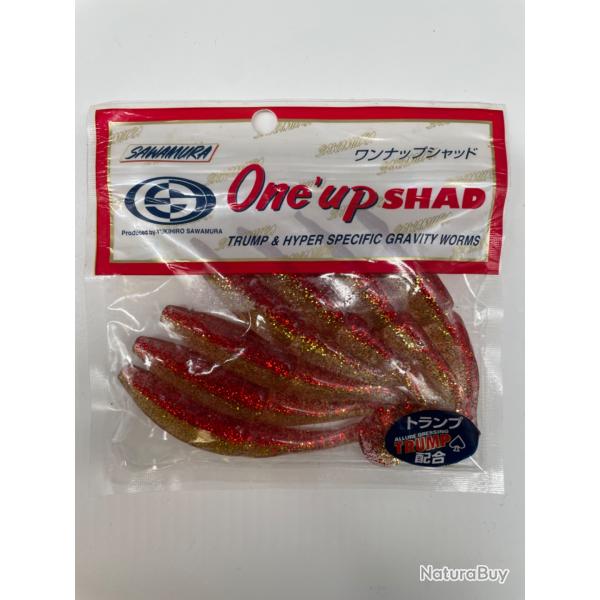 Leurre souple sawamura one up shad 4" rouge/or