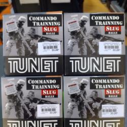 Pack de 4 boîte de balles soit 100 cartouches tunet commando trainning slug calibre 12/67 28g