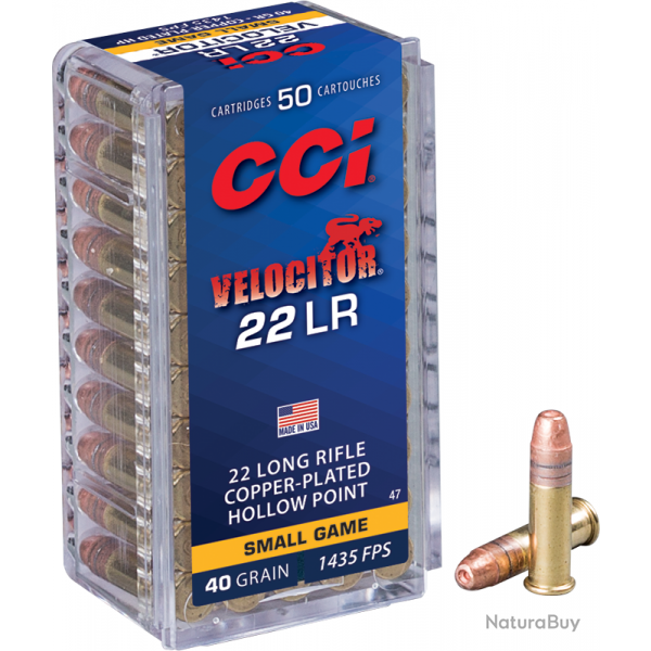 Balles CCI Velocitor Copper Plated Hollow Point - 22LR - Par 10