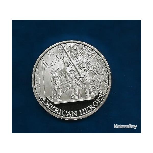 Mdaille en argent 11 septembre 2001 AMARICAN HEROES 25 Gr 40 mm