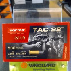 Boîtes de 500 munitions calibre 22lr norma tac-22