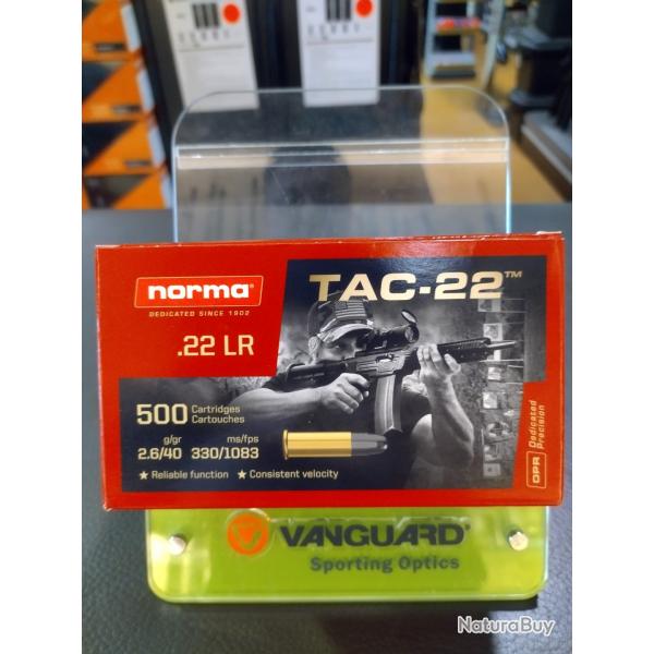 Botes de 500 munitions calibre 22lr norma tac-22