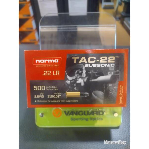 Botes de 500 munitions calibre 22lr norma tac-22 subsonic