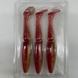 Leurre souple sawamura one up Shad 7" rouge/or