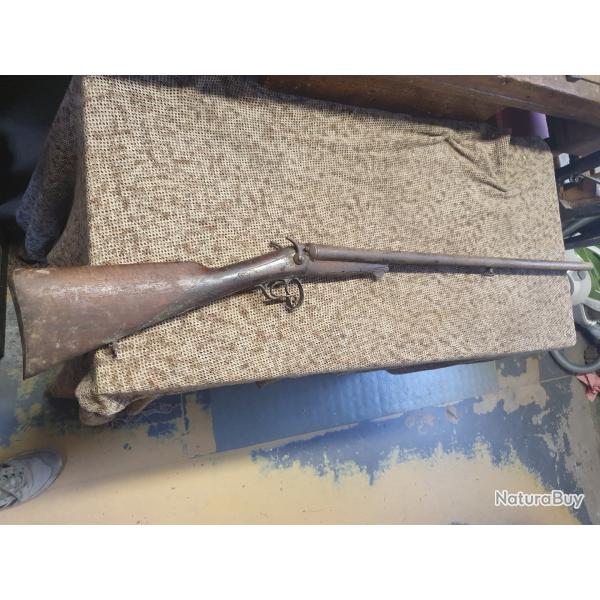 fusil Stphanois juxtapos  chiens extrieur cal 16/65 poudre noir canon de 73,5 cm