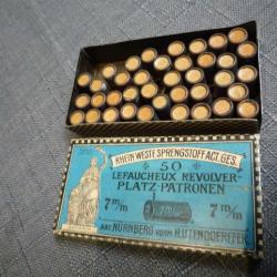 boite de 50 cartouches a broche Lefaucheux 7m/m anciennes et de collection Nurnberg