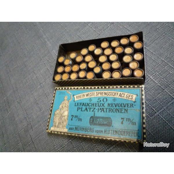 boite de 50 cartouches a broche Lefaucheux 7m/m anciennes et de collection Nurnberg