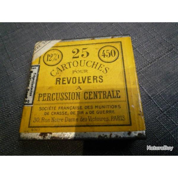 boite complte de 25 cartouches pour revolvers cal 450 anciennes et de collection