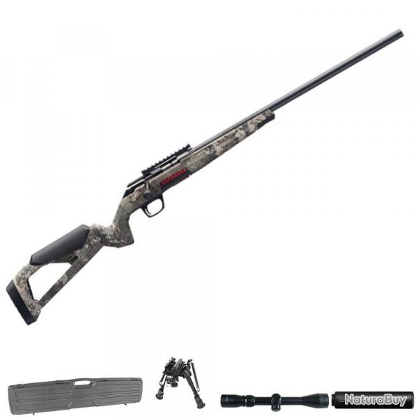 Wahoo ! Carabine Winchester Xpert Strata Filet Compo Gris - Cal. 22LR - 46 cm / Pack Premium