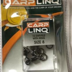 100 émerillon avec anneau N 8  Carplinq pêche carpe. Rolling swivel with ring promo