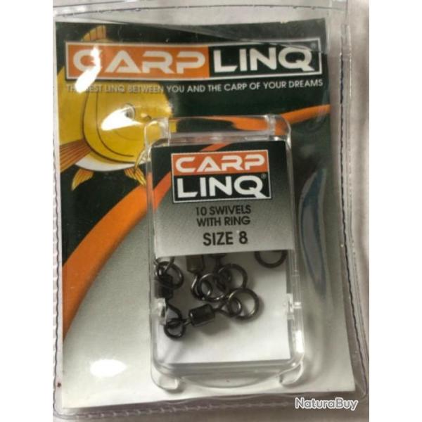 100 merillon avec anneau N 8  Carplinq pche carpe. Rolling swivel with ring promo