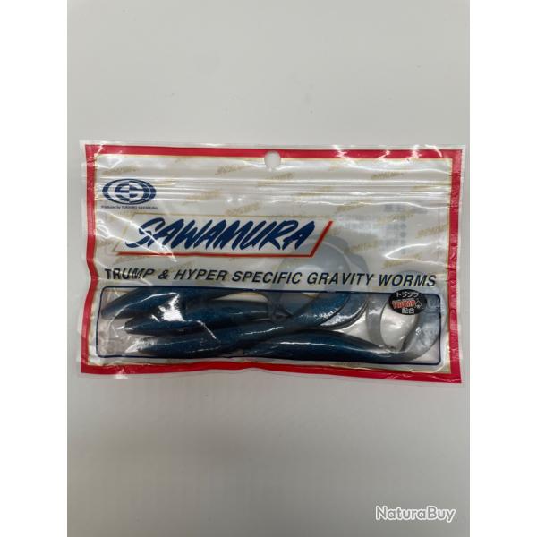 Leurre souple sawamura one up curly 5" bleu