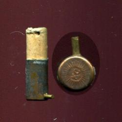 7 mm à broche à grenaille - marquage en relief : KC dans un soleil - étui cuivre conteneur carton