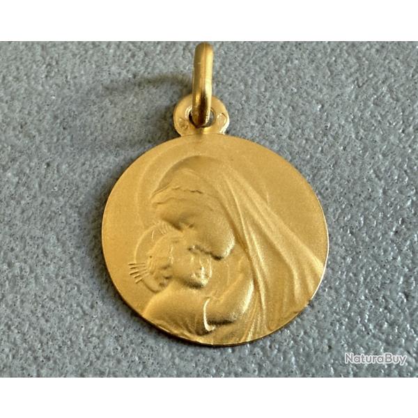 Pendentif or massif 18 carats - Marie et l'enfant - catholique - Chrtien - mdaille