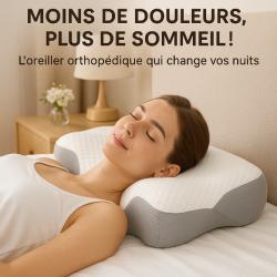 Oreiller Cervical Ergonomique Mousse Mémoire Forme 60x30 cm  Anti-ronflement Soutien Nuque