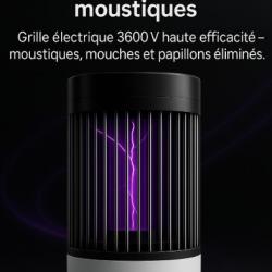 Lampe Anti-Moustique Portable Électrique USB 360° Sans Produits Chimiques Rechargeable UV
