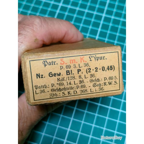 1936 BOITE CARTON VIDE MUNITIONS MAUSER RWS ALLEMAGNE 39/45 WW2