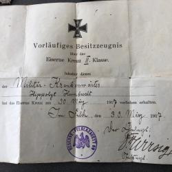 WW1 MEDAILLES DOCUMENTS CROIX DE FER D'UN ALSACIEN