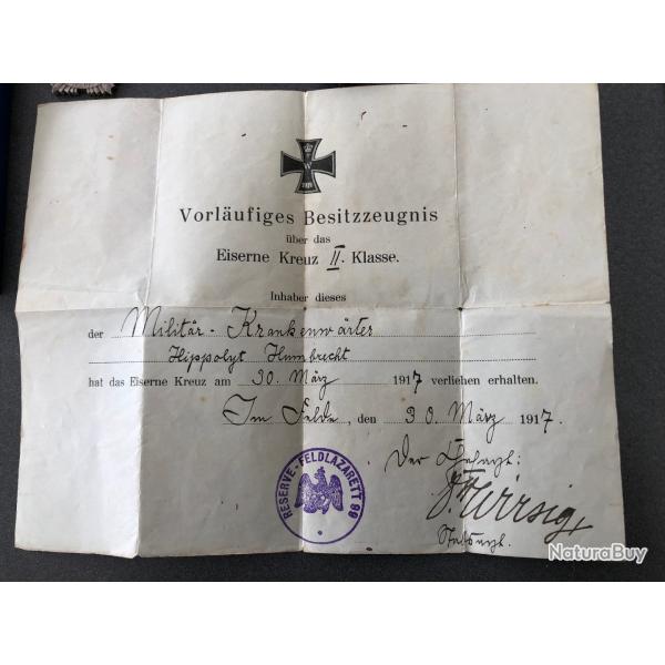 WW1 MEDAILLES DOCUMENTS CROIX DE FER D'UN ALSACIEN