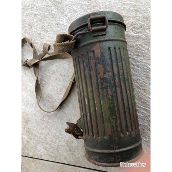 WW2 BEAU MASQUE A GAZ ALLEMAND COMPLET CAMO NORMANDIE DATE 1942